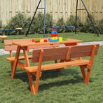 vidaXL Picknicktafel voor 4 kinderen met parasolgat massief, Verzenden, Nieuw