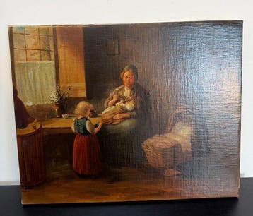 Hollandse school (XX) Naar Bernard de Hoog - Moeder met, Antiek en Kunst