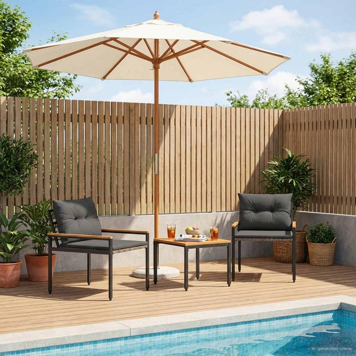 vidaXL tuinmeubelset 3 st Donkergrijs poly rattan, Tuin en Terras, Tuinsets en Loungesets, Nieuw, Verzenden