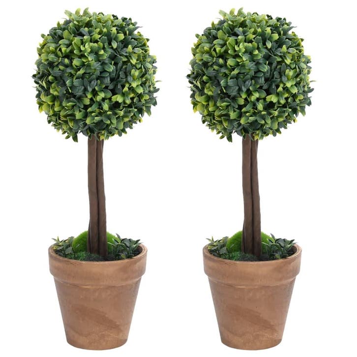 vidaXL Kunstplanten met pot 2 st buxus bolvorming 56 cm, Maison & Meubles, Accessoires pour la Maison | Plantes & Fleurs artificielles