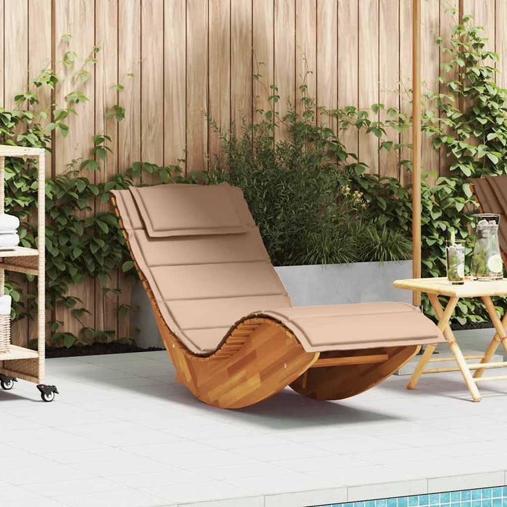 vidaXL Schommelstoel met kussen massief acaciahout, Tuin en Terras, Ligbedden, Nieuw, Verzenden