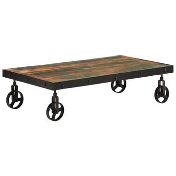 vidaXL Salontafel met wieltjes 100x55x26 cm massief, Verzenden