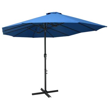 vidaXL Parasol met aluminium paal 460x270 cm blauw, Verzenden