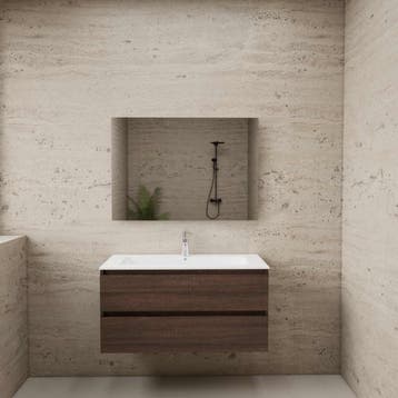 ACTIE BWS Badmeubel | Paris | Sonoma Choco 100 cm | Mat Wit, Doe-het-zelf en Bouw, Ophalen of Verzenden, Nieuw, Bad