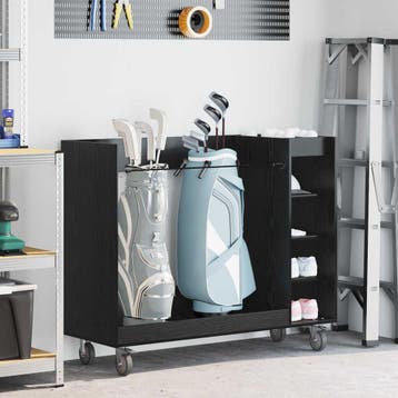vidaXL Golfkast met wiel Effen Zwart Eiken 120 x 45 x 98 cm, Verzenden, Nieuw