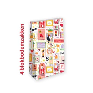 4x Blokbodem zak Pietenfeest Sinterklaas Maat L, Verzenden, Nieuw, Cadeauzakje
