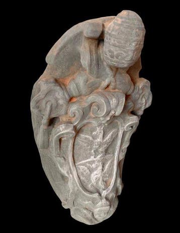 sculptuur, Stemma barocco mitria vescovile 41 cm h - 41 cm -