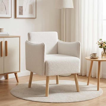 vidaXL Accentstoel Crèmekleurig Bouclé, Verzenden, Nieuw