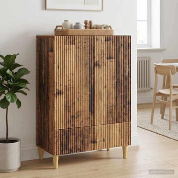 vidaXL Dressoir met lade Oud hout 66 x 34,5 x 95 cm Bewerkt, Verzenden, Nieuw