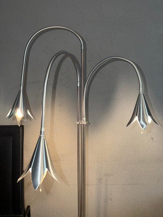Lampadaire - Laiton - Lotus gooseneck modulaire, Antiek en Kunst, Kunst | Designobjecten