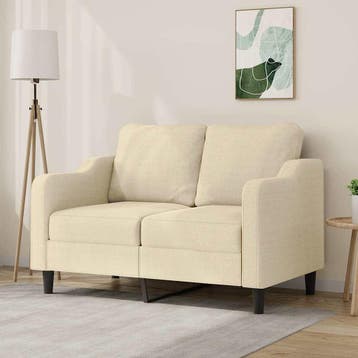 vidaXL Tweezitsbank / zetel 120 cm stof crèmekleurig, Verzenden