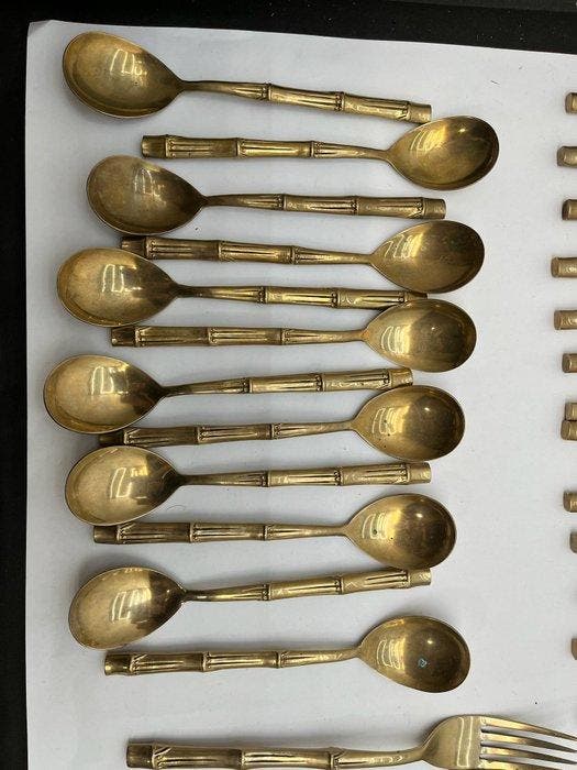 Bestekset (111) - bamboe - Messing, Antiek en Kunst, Antiek | Meubels | Tafels