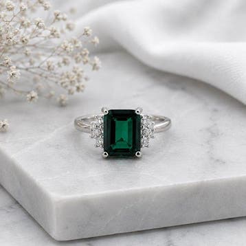 Zonder minimumprijs - Ring Verguld Smaragd - Diamant -