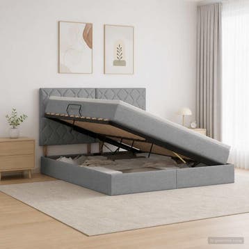 vidaXL Opslag bed met matras met opslag Lichtgrijs 160 x 200, Verzenden, Nieuw