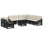vidaXL Tuinbank Set 10 pcs Zwart poly rattan, Verzenden, Nieuw