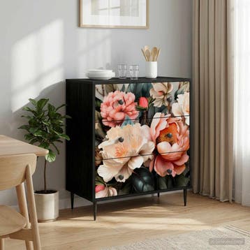 vidaXL Ladekast BORNE Licht pioenroosprint 66 x 36,5 x 76 cm, Verzenden