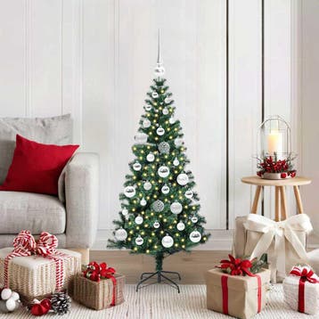 vidaXL Kunststof Voorverlichte Kerstboom Groen 120 cm PVC en, Verzenden