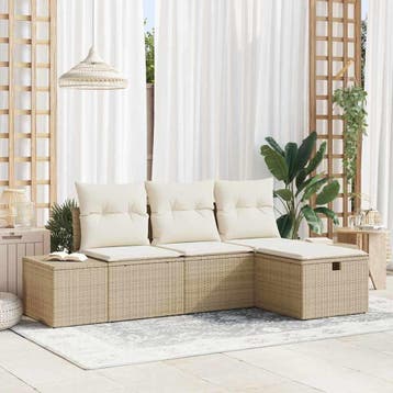 vidaXL Bankstel 4 st poly rattan, Verzenden