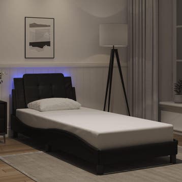 vidaXL Bedframe met LED zonder matras Zadar zwart 100x200, Verzenden