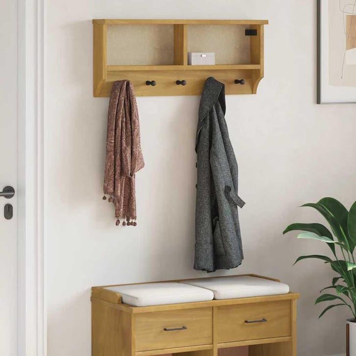 vidaXL Wandkapstok SANDNES 87x12x35 cm massief grenenhout, Maison & Meubles, Accessoires pour la Maison | Portemanteaux, Envoi