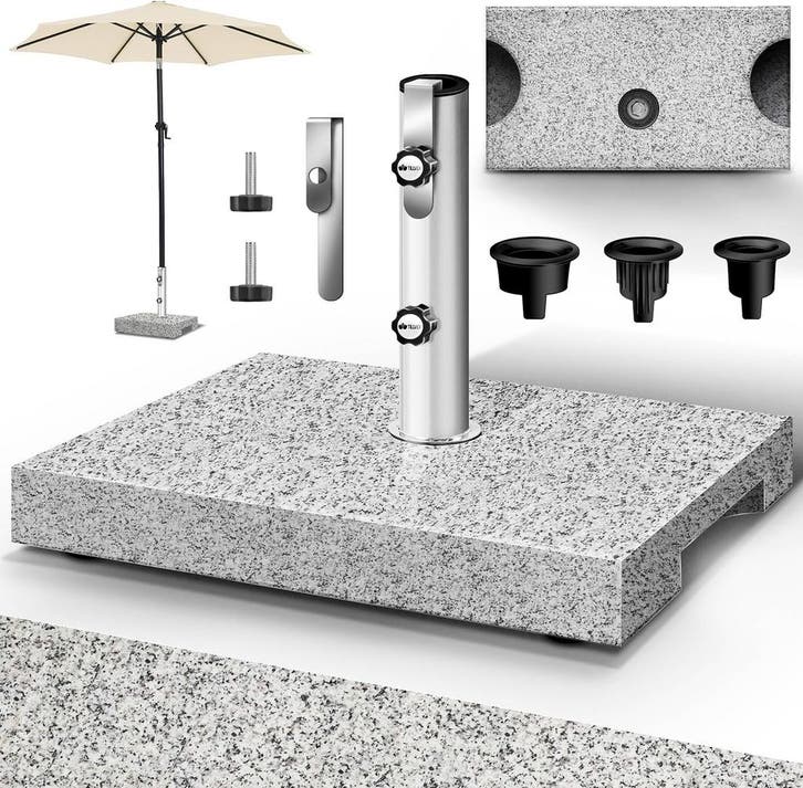 Parasolvoet - Verrijdbaar - Met wieltjes - Graniet - 25 kg -, Tuin en Terras, Parasols, Nieuw, Verzenden