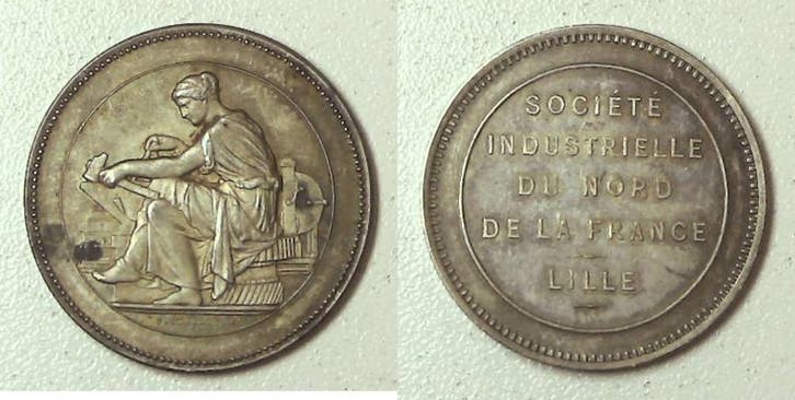 Ohne Jahr France Industriegesellschaft Nordfrankreichs Lille, Postzegels en Munten, Penningen en Medailles, Verzenden