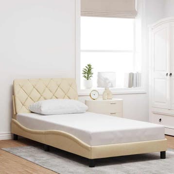 vidaXL Bedframe zonder matras 100x200 cm stof crèmekleurig, Verzenden, Nieuw