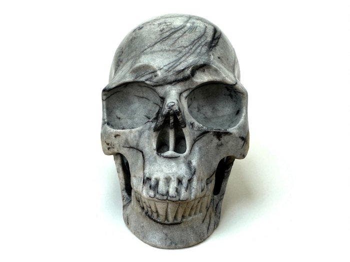 Memento Mori* Netwerk Jasper Gesneden schedel - Jasper - 9.5, Antiquités & Art, Curiosités & Brocante