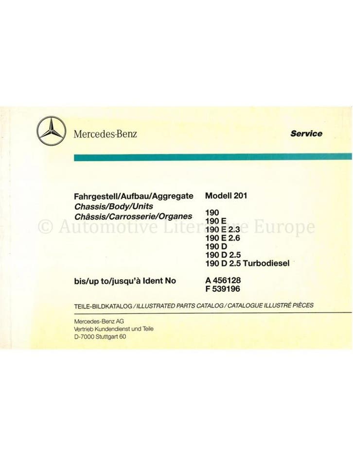 1990 MERCEDES BENZ 190 ONDERDELEN CATALOGUS, Autos : Divers, Modes d'emploi & Notices d'utilisation
