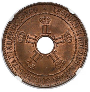 Belgisch-Congo. Leopold I. 10 Centimes 1889 - NGC MS63
