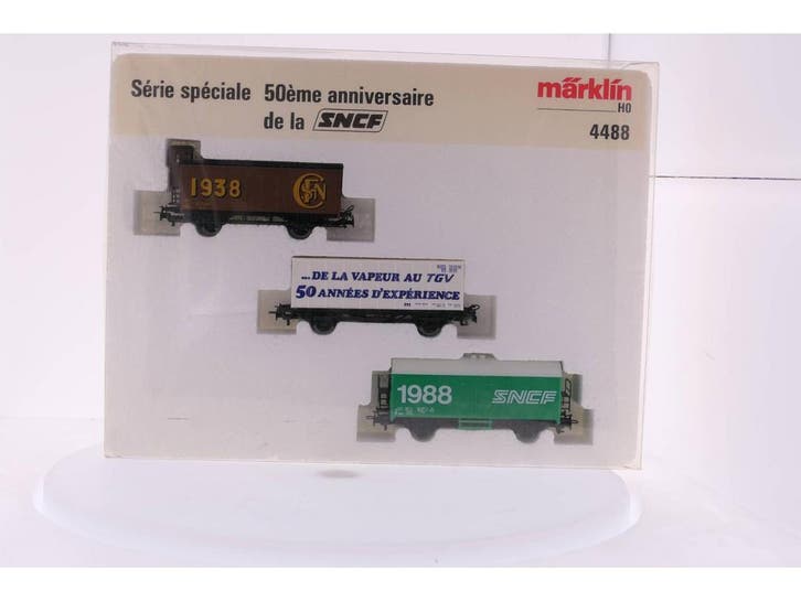 Schaal H0 Märklin 4488 Set van drie 50 jarig bestaan SNC.., Hobby en Vrije tijd, Modeltreinen | H0, Wagon, Gebruikt, Märklin, Analoog
