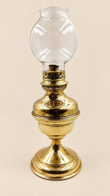 Lampe à pétrole - Laiton, Antiquités & Art