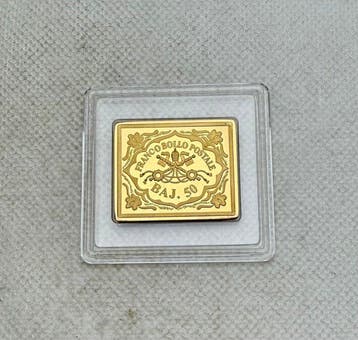 Vaticaan. 50 Bajocchi , plata 999 con bano oro 24 kilates ,