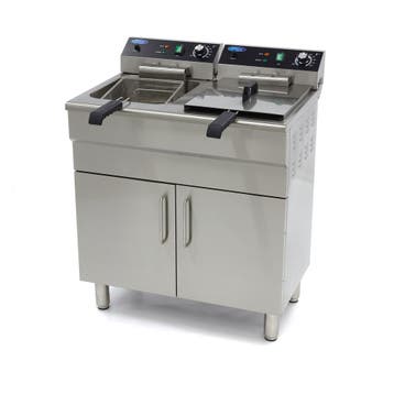 Frituurpan horeca | 50–200°C | RVS | Twee grote, Verzenden, Nieuw in verpakking