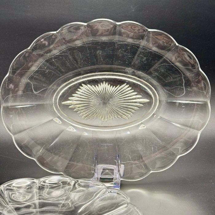 Val Saint Lambert, Luxval - Plateau (2) - Larges côtes, Antiek en Kunst, Antiek | Glaswerk en Kristal