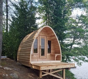 Pod Sauna | Canadese buitensauna | Red Cedar Knotty Premium, Ophalen of Verzenden, Nieuw, Fins of Traditioneel, Complete sauna