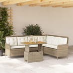 vidaXL 2-delige Loungeset met kussens poly rattan beige, Verzenden, Nieuw, Loungeset