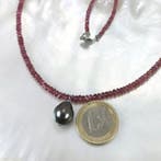 Halsketting Zilver Parel - Spinel - Tahiti DR Ø 11 × 13,5 mm