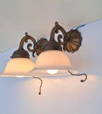 Wandlamp (2) - Messing, Glas - Lampen in Art-nouveau-stijl