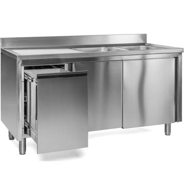 Spoeltafel | RVS | 2 Spoelbakken (Rechts) + Afdruipvlak |, Verzenden, Nieuw in verpakking