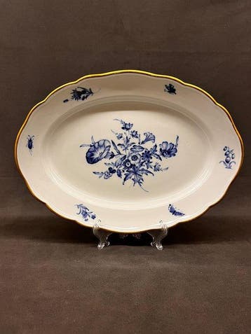 Meissen - Serveerschaal - Blaue Blume mit Insekten und
