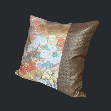 Japanese Vintage Silk Obi Art Cushion - Saga Nishiki Floral