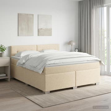vidaXL Boxspringbed met matras Crèmekleurig 140 x 190 cm, Verzenden, Nieuw