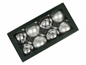 Kerstballen Glas Zilver combi 8 cm Set van 8, Diversen, Kerst, Nieuw