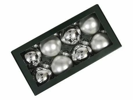 Kerstballen Glas Zilver combi 8 cm Set van 8, Divers, Noël