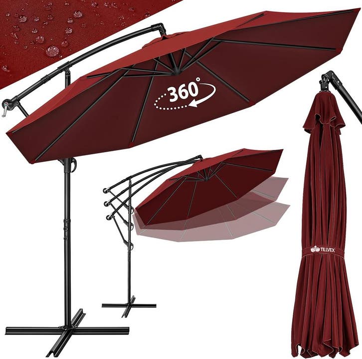 Zweefparasol - Tuinparasol - Parasol 350 cm - Met voet - Met, Jardin & Terrasse, Parasols, Envoi