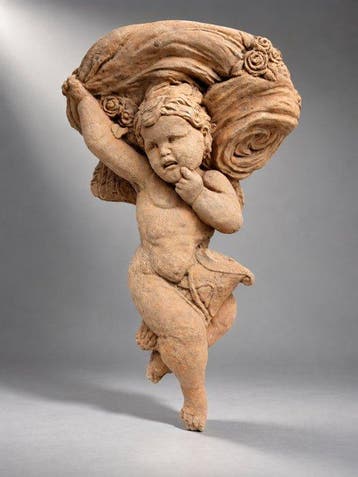 Beeld, Cherubijn- putto - 48 cm - gesteente - 1970, Antiek en Kunst