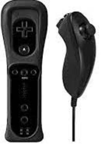 Wii Controller / Remote Zwart + Nunchuk Zwart (Third Part..., Games en Spelcomputers, Ophalen of Verzenden, Zo goed als nieuw