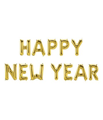 Gouden Ballonnen Set Happy New Year 1,9m, Verzenden