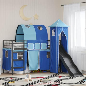 vidaXL Bunkbed voor kinderen Effen Zwart en Blauw 90 x 190, Verzenden, Nieuw